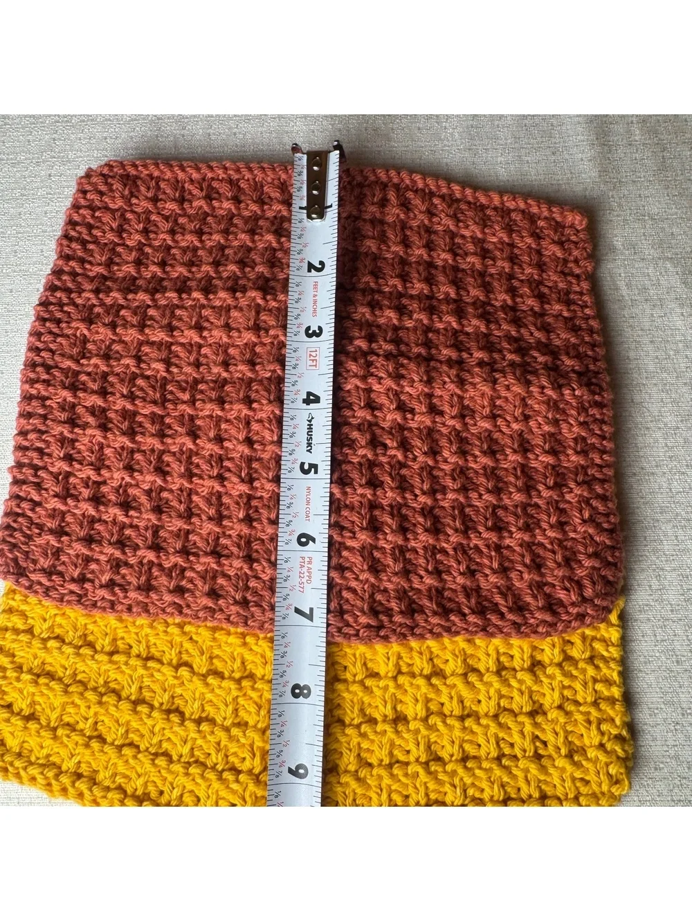 Crochet Dishcloth Set of 2 Handmade Style Cotton Kitchen Washcloths Mustard Rust